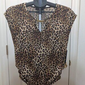 Annabelle USA Small Animal Print Blouse Top Shirt Cheetah Jaguar Leopard